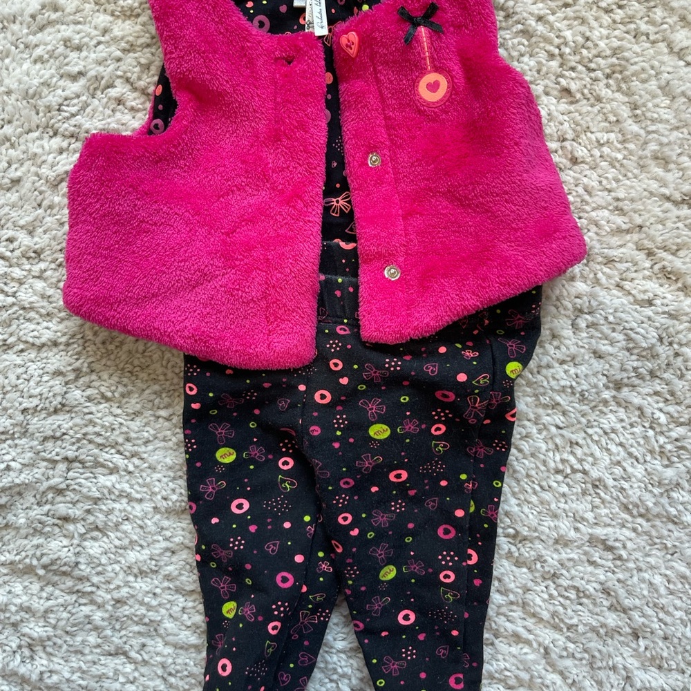 French Pink Baby Girl Vest and Pant set